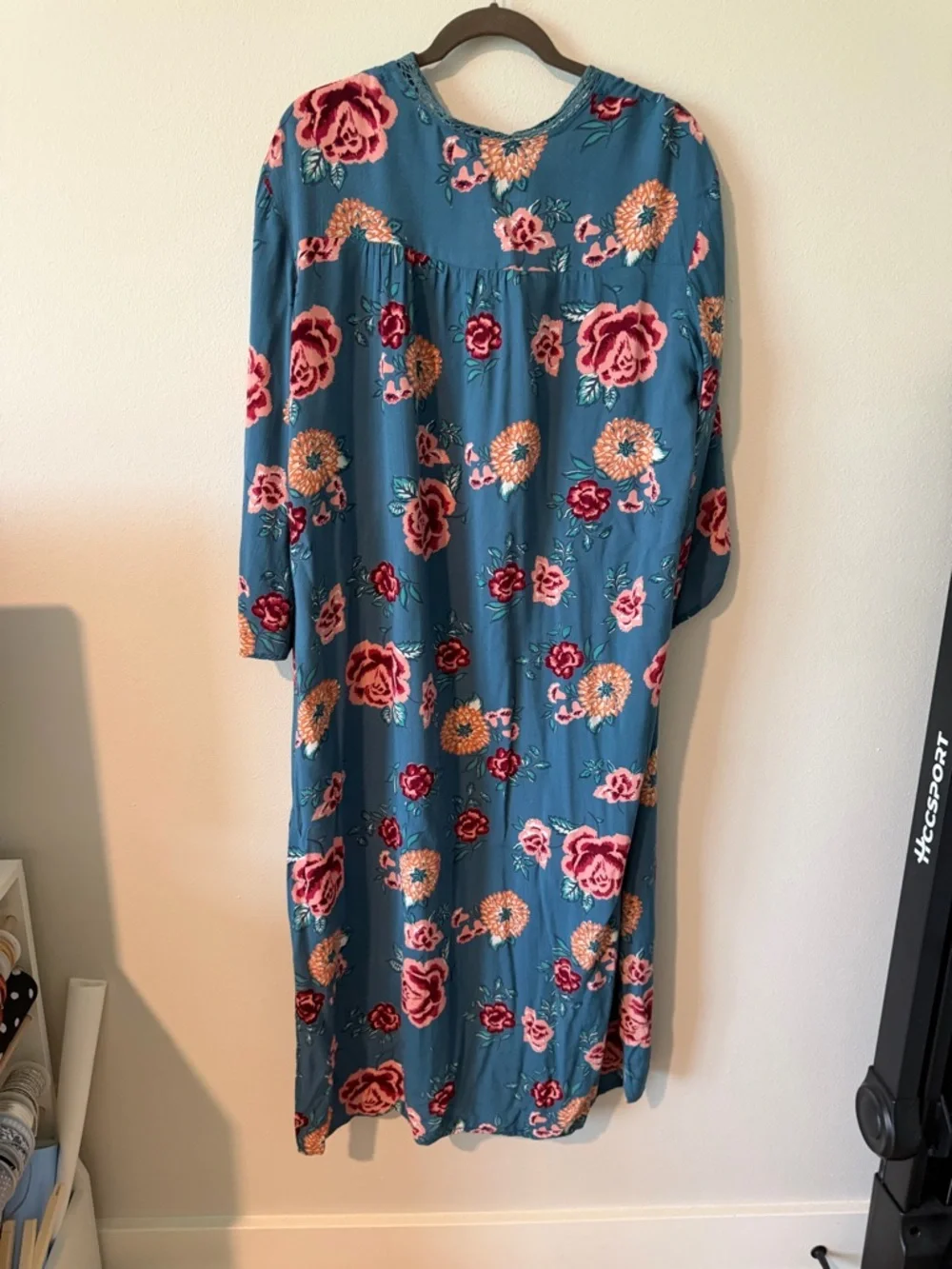 Nostalgia Teal Floral Duster Cardigan Kimono